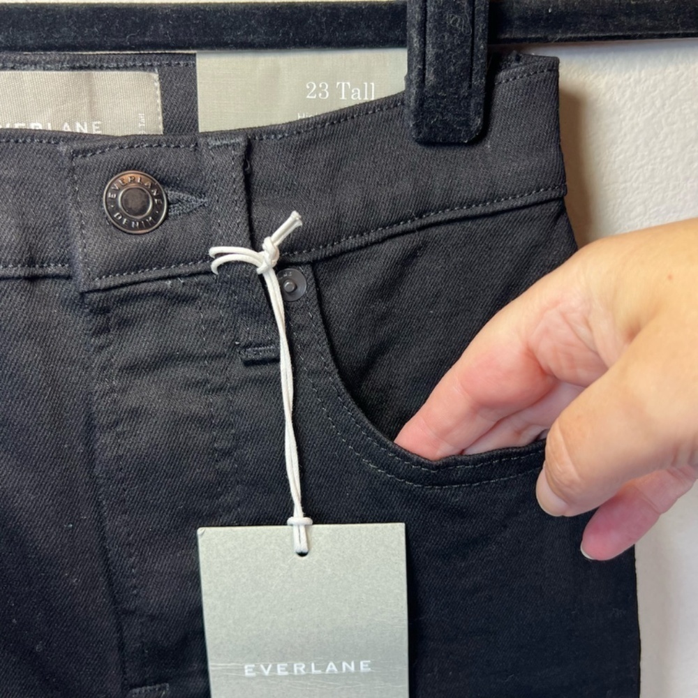 Everlane High Rise Skinny Jeans Black Denim Stretch Classic NEW Women's 23 Tall - Picture 5 of 14